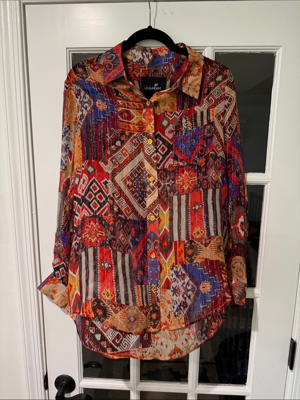 Le Superbe Women's Multicolor NWT  future EX BF shirt- Silk